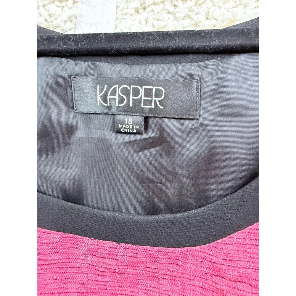 Kasper Blazer & Top Set Womens 18 Pink Excellent Textured Contrast Trim Suit